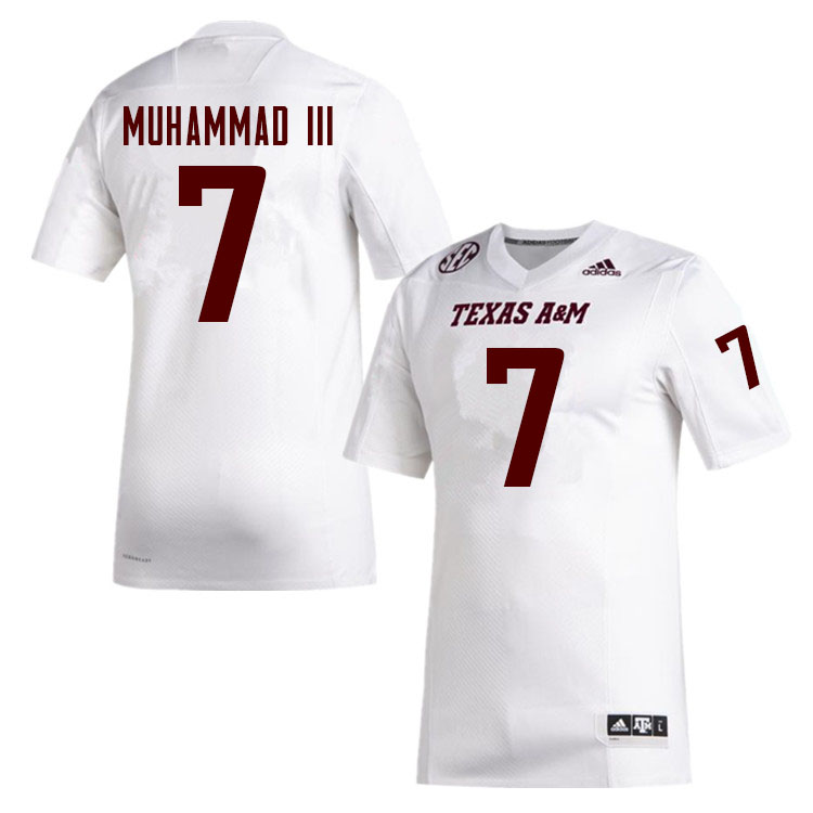 Men #7 Moose Muhammad III Texas A&M Aggies College Football Jerseys Sale-White
